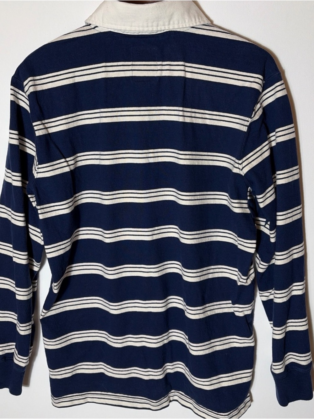 Lands' End Navy and White Striped Rugby Polo - Picture 2 of 3